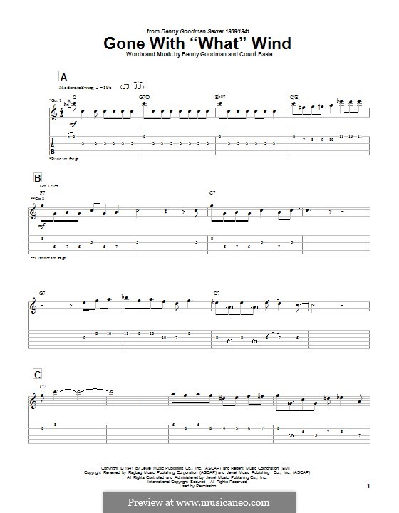 Gone with 'What' Wind: For guitar with tab by Benny Goodman, Count Basie