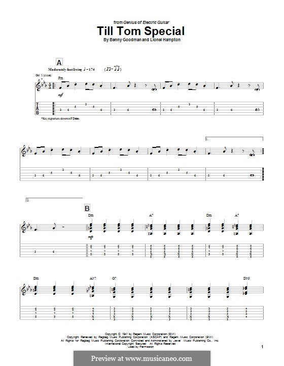 Till Tom Special: For guitar with tab by Benny Goodman, Lionel Hampton