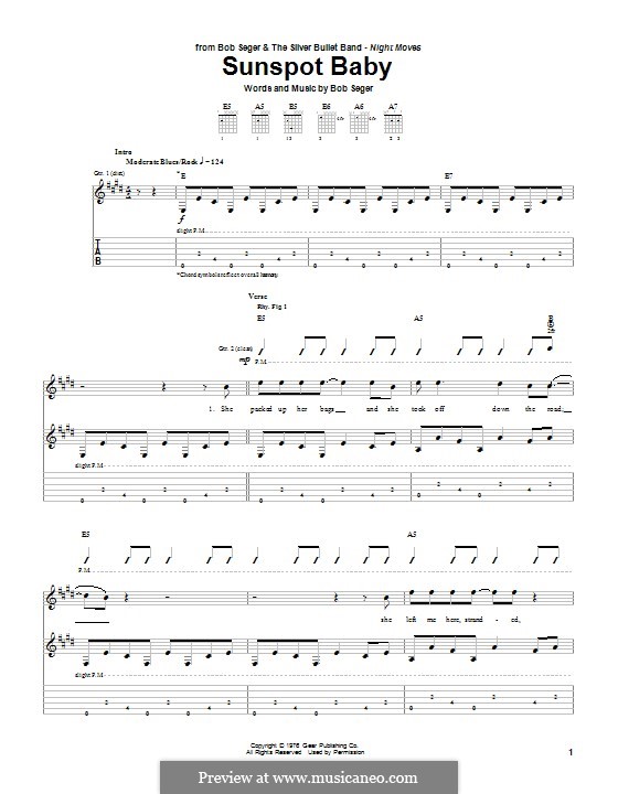 sunspot baby by b seger sheet music on musicaneo night moves sheet music