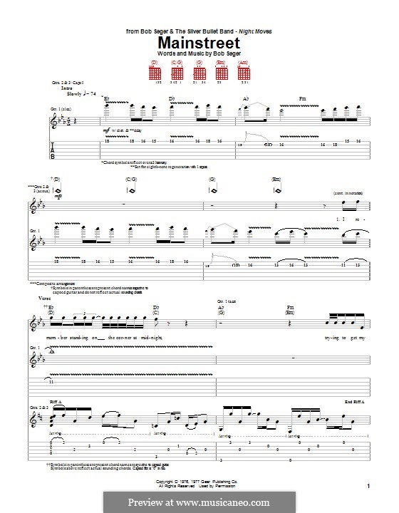 Mainstreet: For guitar with tab by Bob Seger