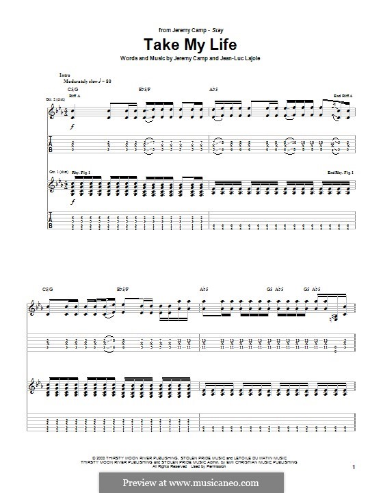 Take My Life by J. Camp, J. Lajoie sheet music