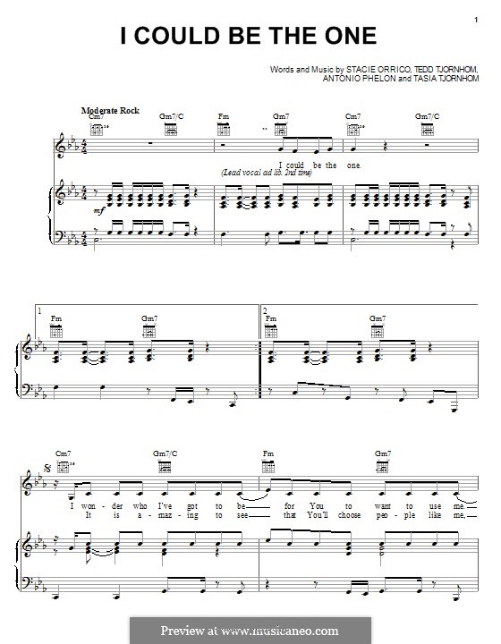 I Could Be the One: For voice and piano (or guitar) by Stacie Orrico, Tedd Tjornhom, Tasia Tjornhom, Antonio Phelon