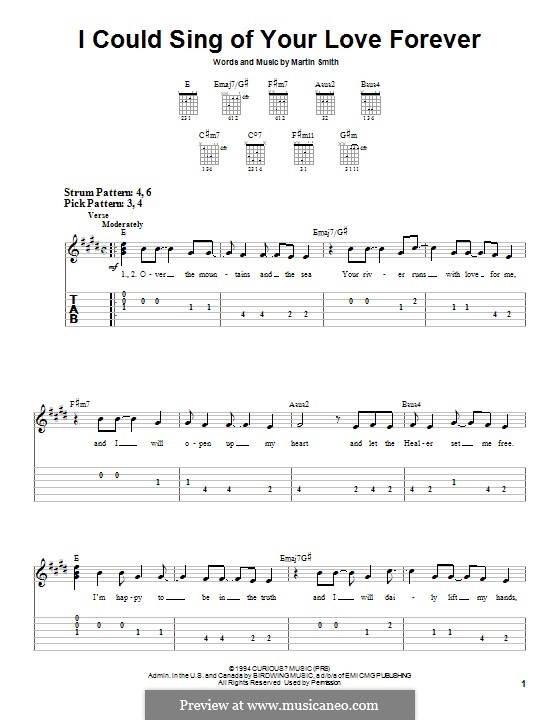 I Could Sing of Your Love Forever: For guitar with tab by Martin Smith