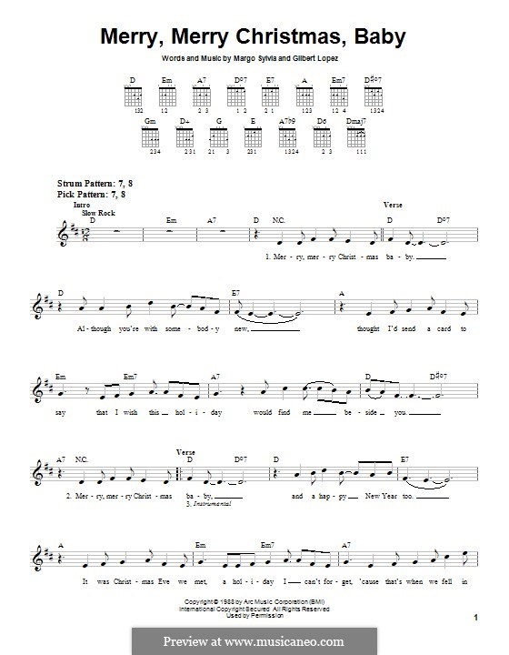 Merry, Merry Christmas, Baby: For guitar with tab by Gilbert Lopez, Margo Sylvia