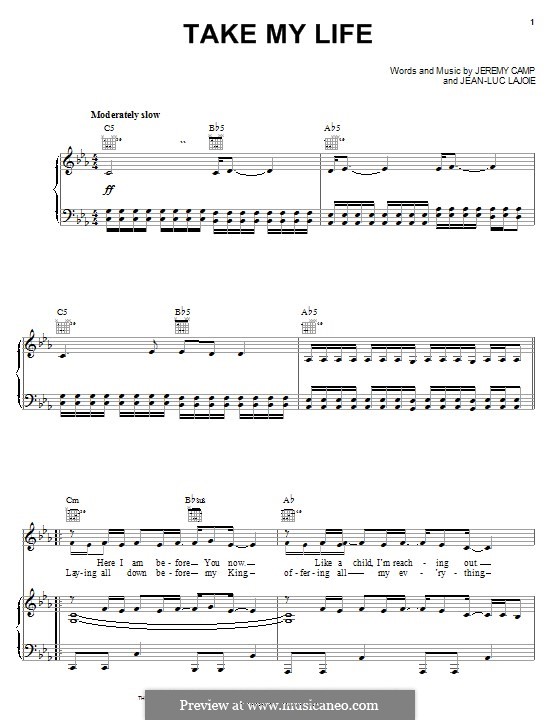 Take My Life by J. Camp, J. Lajoie sheet music