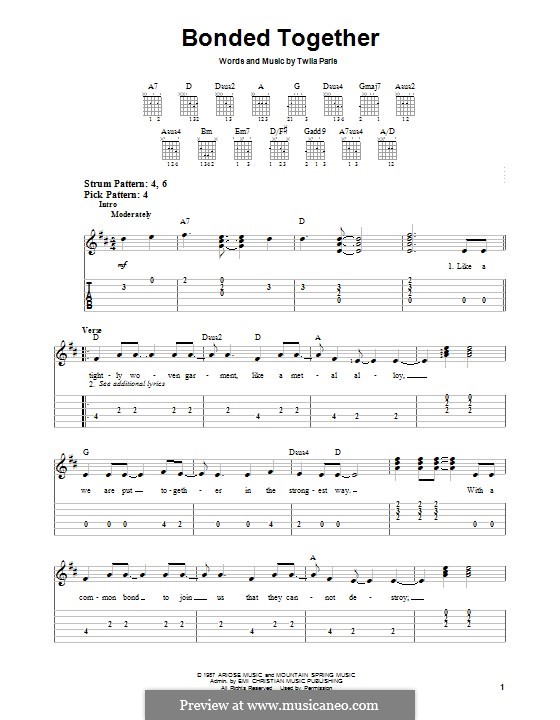 Bonded Together: For guitar with tab by Twila Paris