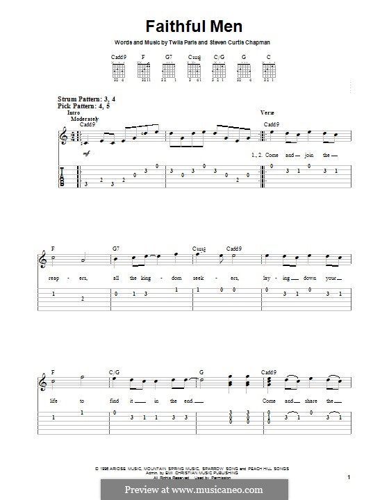 Faithful Men: For guitar with tab by Twila Paris