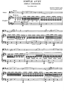 Simple Confession, Op.25: For cello and piano – score and solo part by Francis Thomé