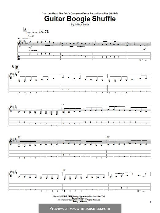 Guitar Boogie Shuffle (The Virtues): For guitar with tab by Arthur Smith