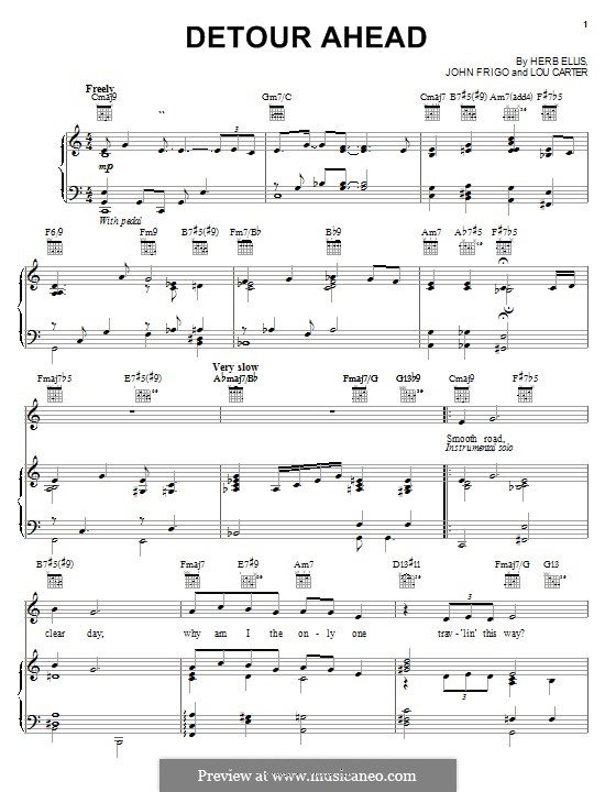 Detour Ahead: For voice and piano or guitar (Jane Monheit) by Herb Ellis, John Frigo, Lou Carter