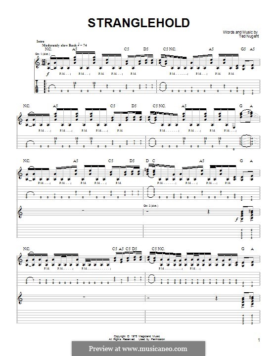 Stranglehold: For guitar with tab by Ted Nugent