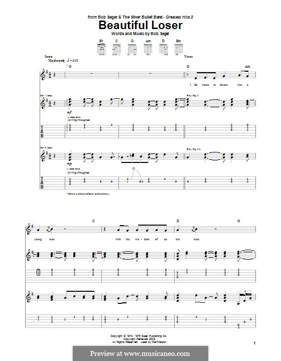 Beautiful Loser by B. Seger - sheet music on MusicaNeo