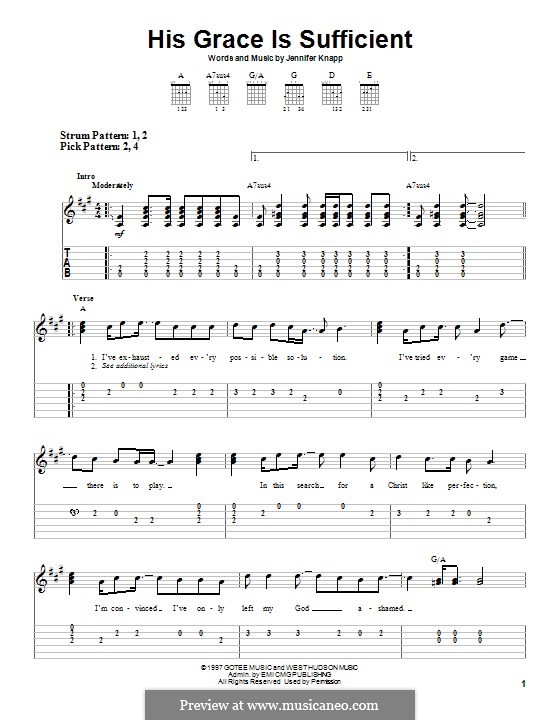 His Grace Is Sufficient: For guitar with tab by Jennifer Knapp