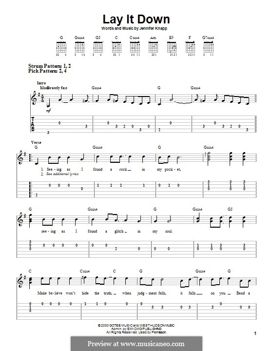 Lay It Down: For guitar with tab by Jennifer Knapp