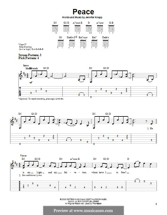 Peace: For guitar with tab by Jennifer Knapp