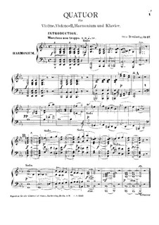 Quartet for Violin, Cello, Harmonium and Piano, Op.27: Harmonium part by Otto Beständig