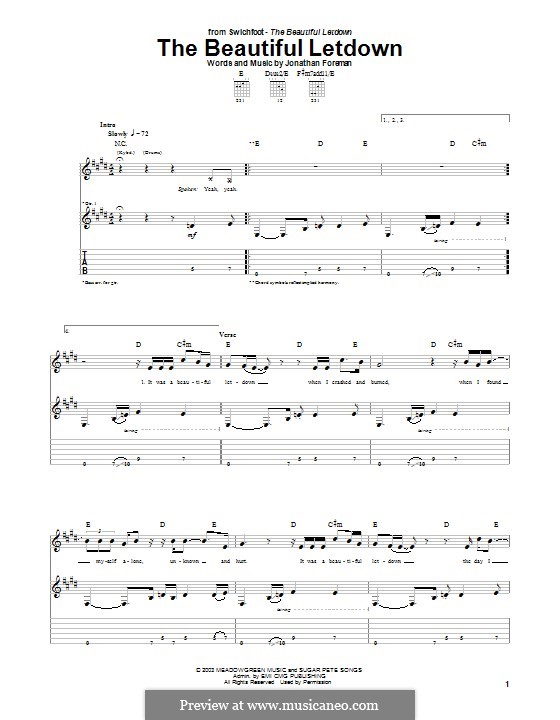 The Beautiful Letdown (Switchfoot): For guitar with tab by Jonathan Foreman