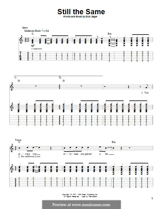 Still the Same: For guitar with tab by Bob Seger