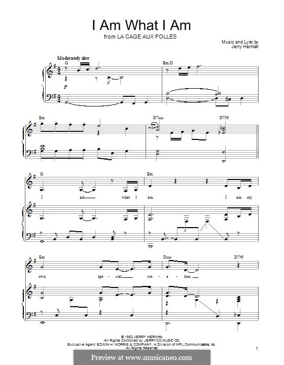 I am What I am: For voice and piano (or guitar) by Jerry Herman