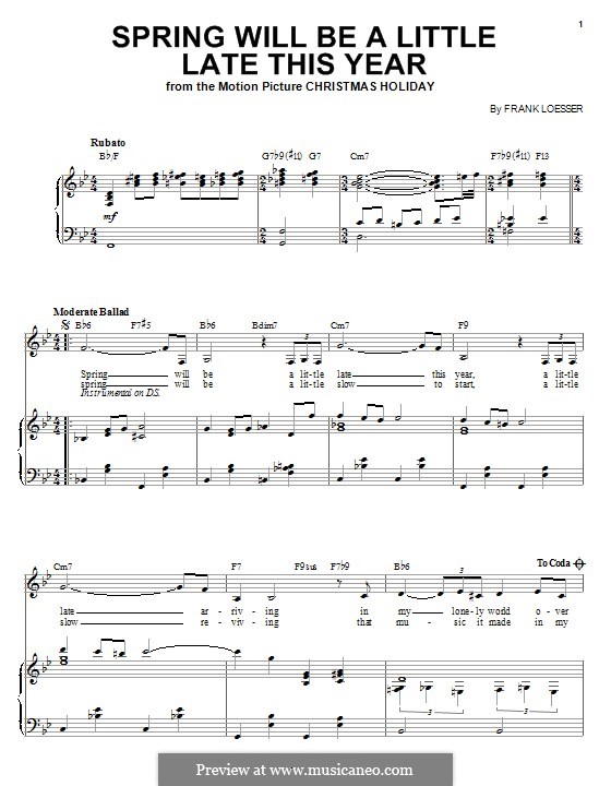 Spring Will Be a Little Late This Year: For voice and piano (or guitar) by Frank Loesser