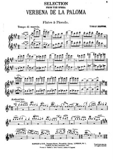 La verbena de la Paloma. Selection: Flutes part by Tomás Bretón