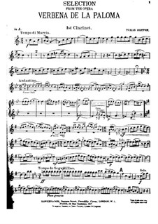 La verbena de la Paloma. Selection: Clarinet I part by Tomás Bretón