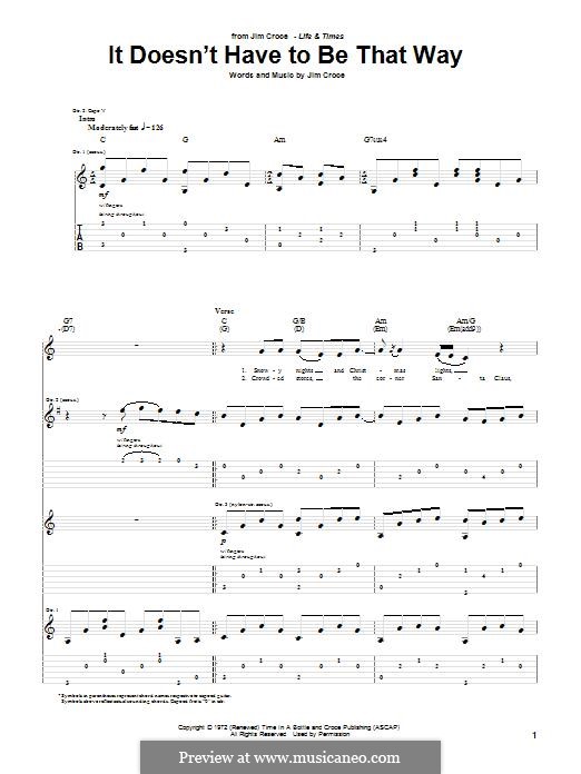 It doesn't Have to be That Way: For guitar with tab by Jim Croce