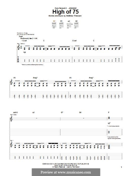 High of 75 (Relient K): For guitar with tab by Matt Thiessen