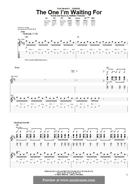 The One I'm Waiting for (Relient K): For guitar with tab by Matt Thiessen