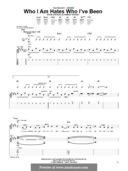 Who I am Hates Who I've Been (Relient K): For guitar with tab by Matt Thiessen