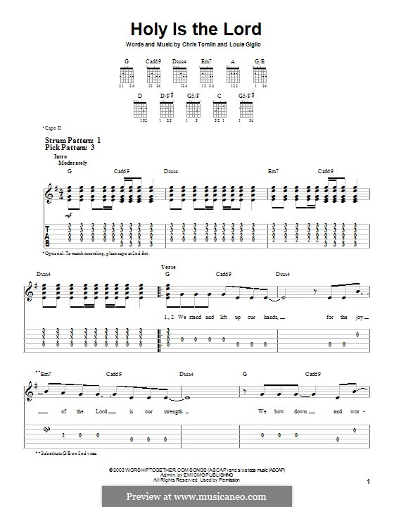 Holy is the Lord: For guitar with tab by Chris Tomlin, Louie Giglio