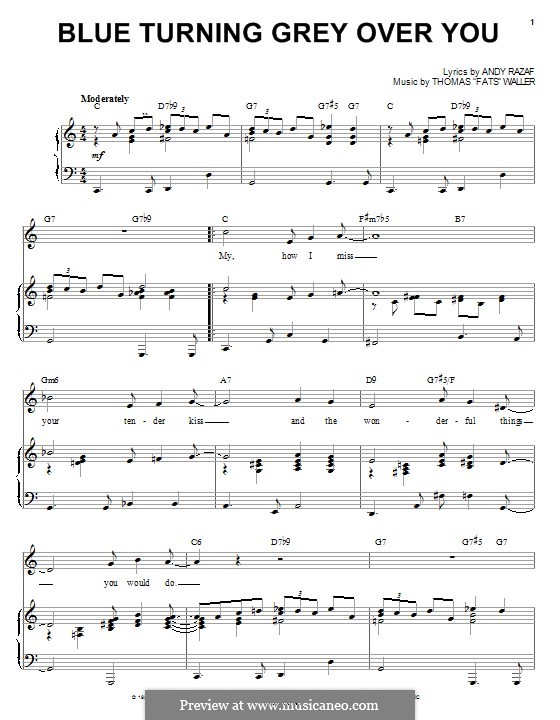 Blue Turning Grey Over You: For voice and piano (or guitar) by Fats Waller