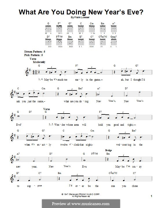What are You Doing New Year's Eve?: For guitar with tab by Frank Loesser