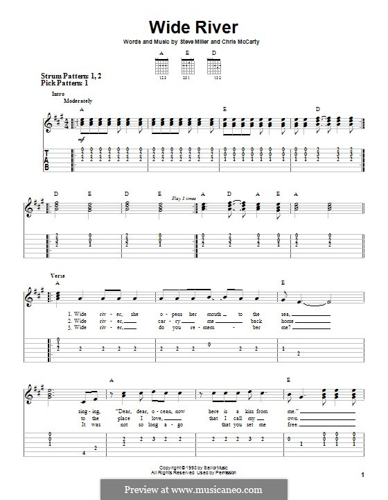 Wide River (The Steve Miller Band): For guitar with tab by Chris McCarty
