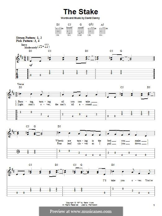 The Stake (The Steve Miller Band): For guitar with tab by David Denny