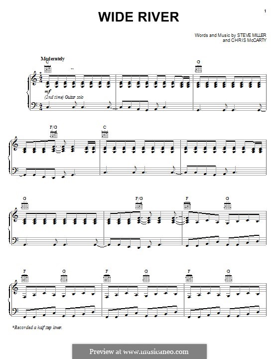 Wide River (The Steve Miller Band): For voice and piano (or guitar) by Chris McCarty