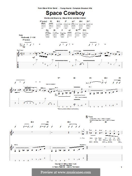Space Cowboy (The Steve Miller Band): For guitar with tab by Steve Miller, Ben Sidran