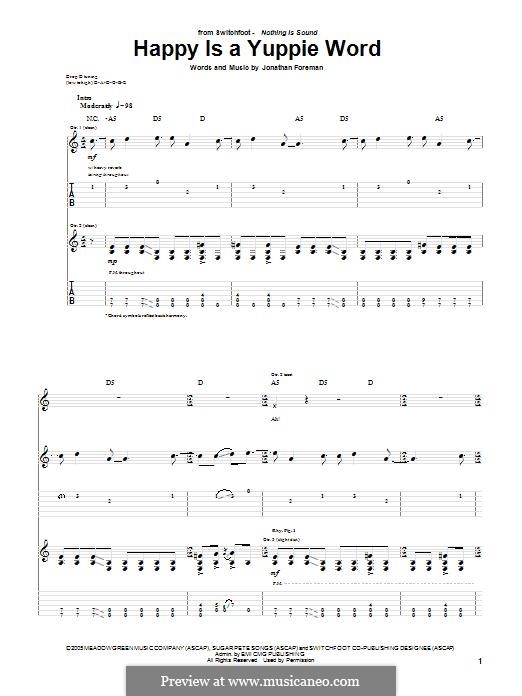 Happy is a Yuppie Word (Switchfoot): For guitar with tab by Jonathan Foreman