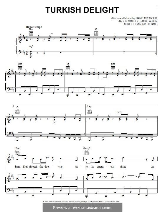 Turkish Delight (David Crowder Band): For voice and piano (or guitar) by Ed Cash, David Crowder, Jack Parker, Jason Solley, Mike Hogan