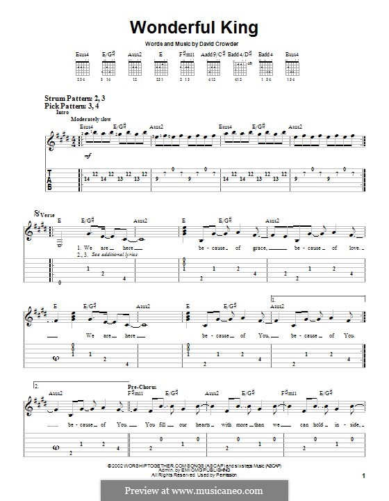 Wonderful King (David Crowder Band): For guitar with tab by David Crowder