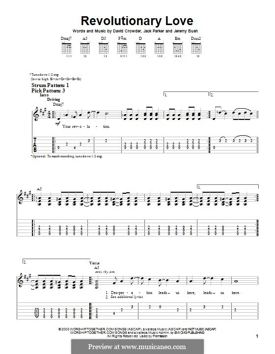 Revolutionary Love (David Crowder Band): For guitar with tab by David Crowder, Jack Parker, Jeremy Bush