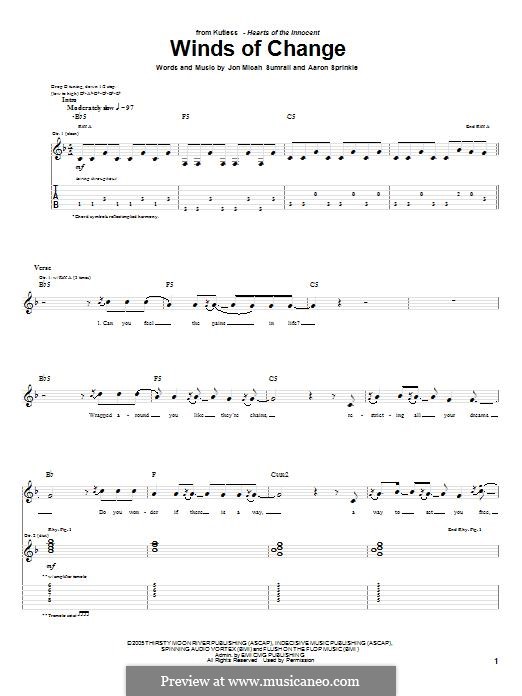 Winds of Change (Kutless): For guitar with tab by Jon Micah Sumrall, Aaron Sprinkle