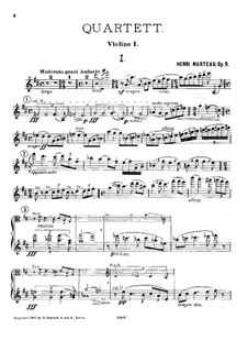 String Quartet No.2 in D Major, Op.9: Violin I part by Henri Marteau