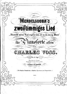 Six Songs, Op.63: Nr.1 Ich wollt' meine Lieb' ergösse sich, für Klavier by Felix Mendelssohn-Bartholdy