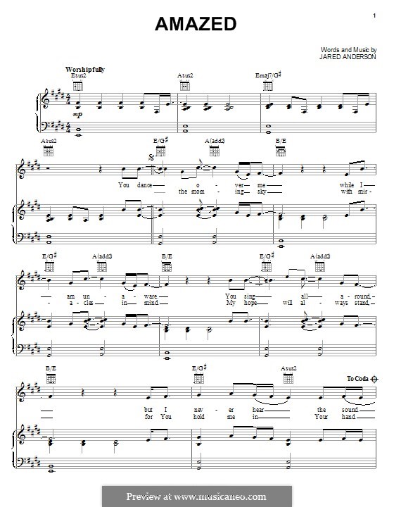 Amazed (Phillips, Craig & Dean): For voice and piano (or guitar) by Jared Anderson