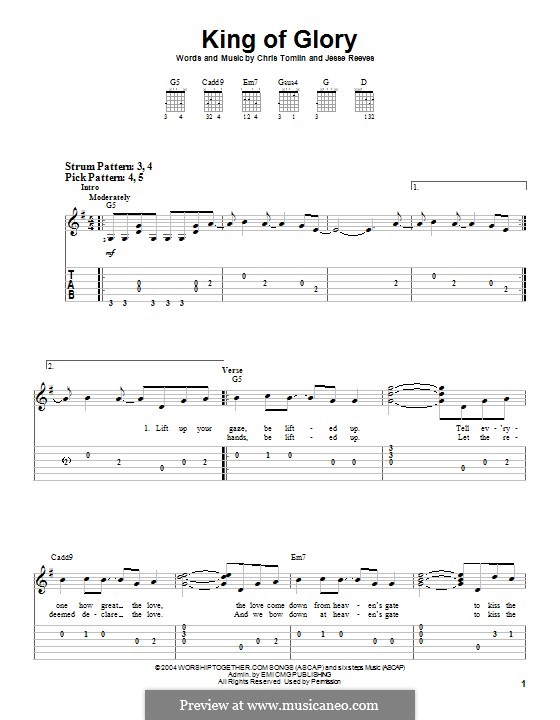King of Glory by C. Tomlin, J. Reeves sheet music on MusicaNeo