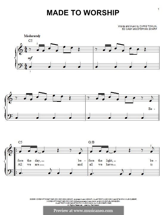 Made to Worship: For piano by Chris Tomlin, Ed Cash, Stephan Sharp