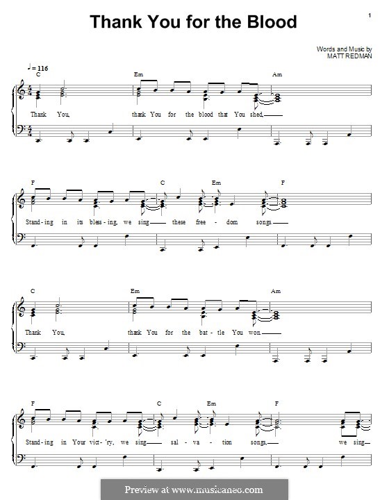 Thank You for the Blood: For voice and piano (or guitar) by Matt Redman