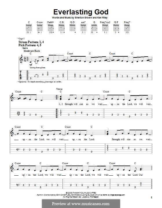 Everlasting God: For guitar with tab by Brenton Brown, Ken Riley