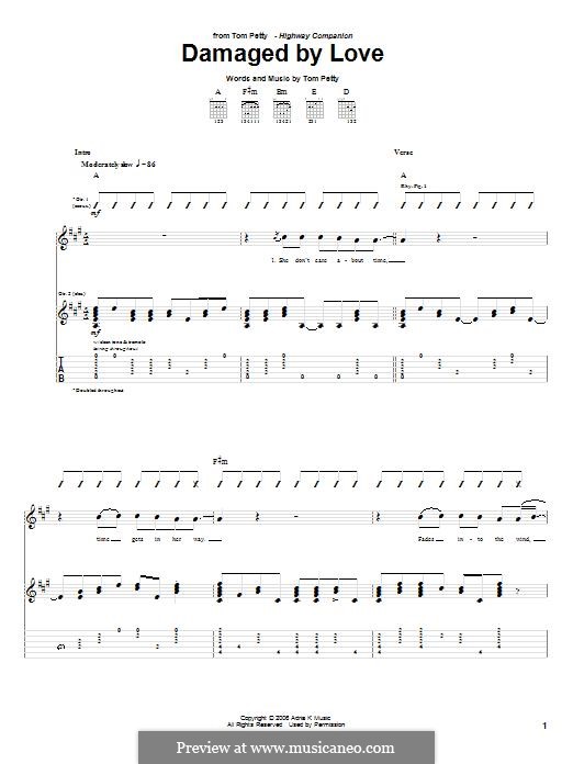 Damaged By Love: For guitar with tab by Tom Petty